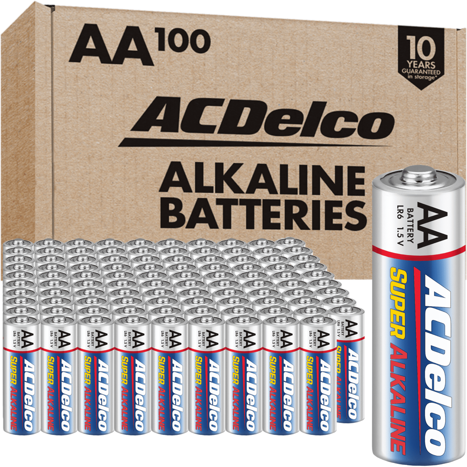 New ACDelco AA Batteries, Super Alkaline AA Battery, 1.5 V, 100-Count, AC060