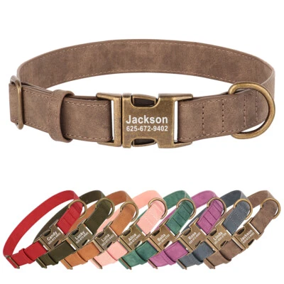 DOGSUPPLIER5 Personalisiertes Leder Hundehalsband Leder Haustier Welpe Halsband Namen Gravur