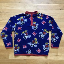 Vintage Mickey Mouse Fleece Pullover Snap Mickey  Co Disney Kids Medium