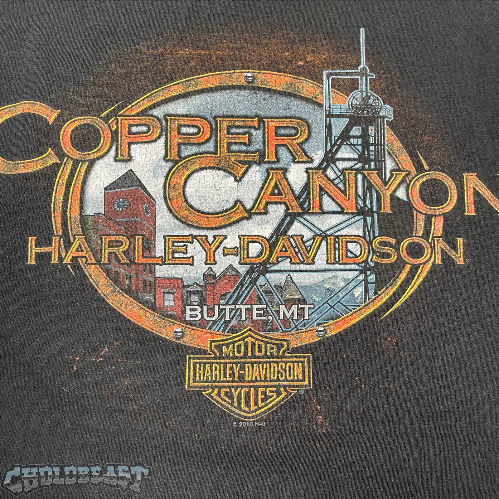 Y2K Harley Davidson Copper Canyon Worn T Shirt 2XL 20… Gem