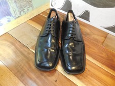 Via Spiga Black Leather Square Toe Oxfords Men's 12M "Silvo" Made in Brazil