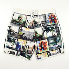 Old Navy Board Shorts Watercolor Aloha Photo Print Men's M surf swim pockets