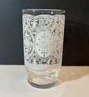 6 Vtg ANCHOR HOCKING White Lace Filigree Glass Tumblers 5.25" Retro 70's Glasses
