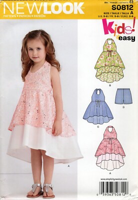 New Look S0812 Halter Dress & Underskirt, Tunic & Shorts Sz 3-8 UNCUT 6387