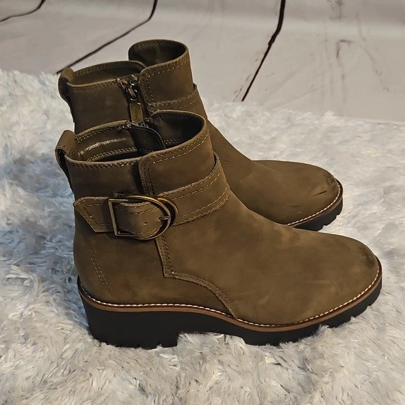 Botines Rubios Impermeables Gamuza Oliva Hebilla Acento Mujer Talla 9.5 Foto 2 de 4