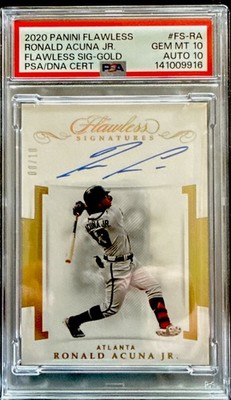 2020 Flawless Signature Gold /10 Ronald Acuna Jr Gem 10 Auto 10 Pop 1 Braves MVP