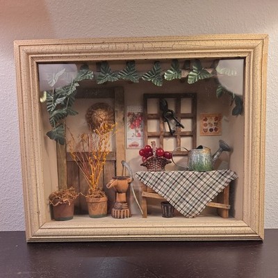Rustic Framed 3D Diorama Shadow Box Country Farmhouse kitchen 