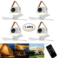 Portable Ceiling LED Fan Rechargeable Battery Power Outdoor Camping with Remote