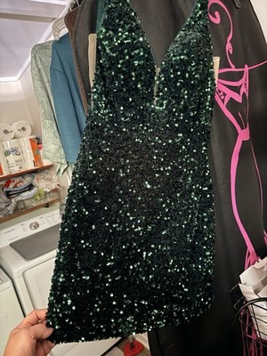Sherri Hill Sequined Mini Cocktail Dress Green Size 0