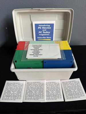 NEW 58 Maxell MF2HD 3.5'' Floppy Disks + Labels In Alpha Storage Case - READ