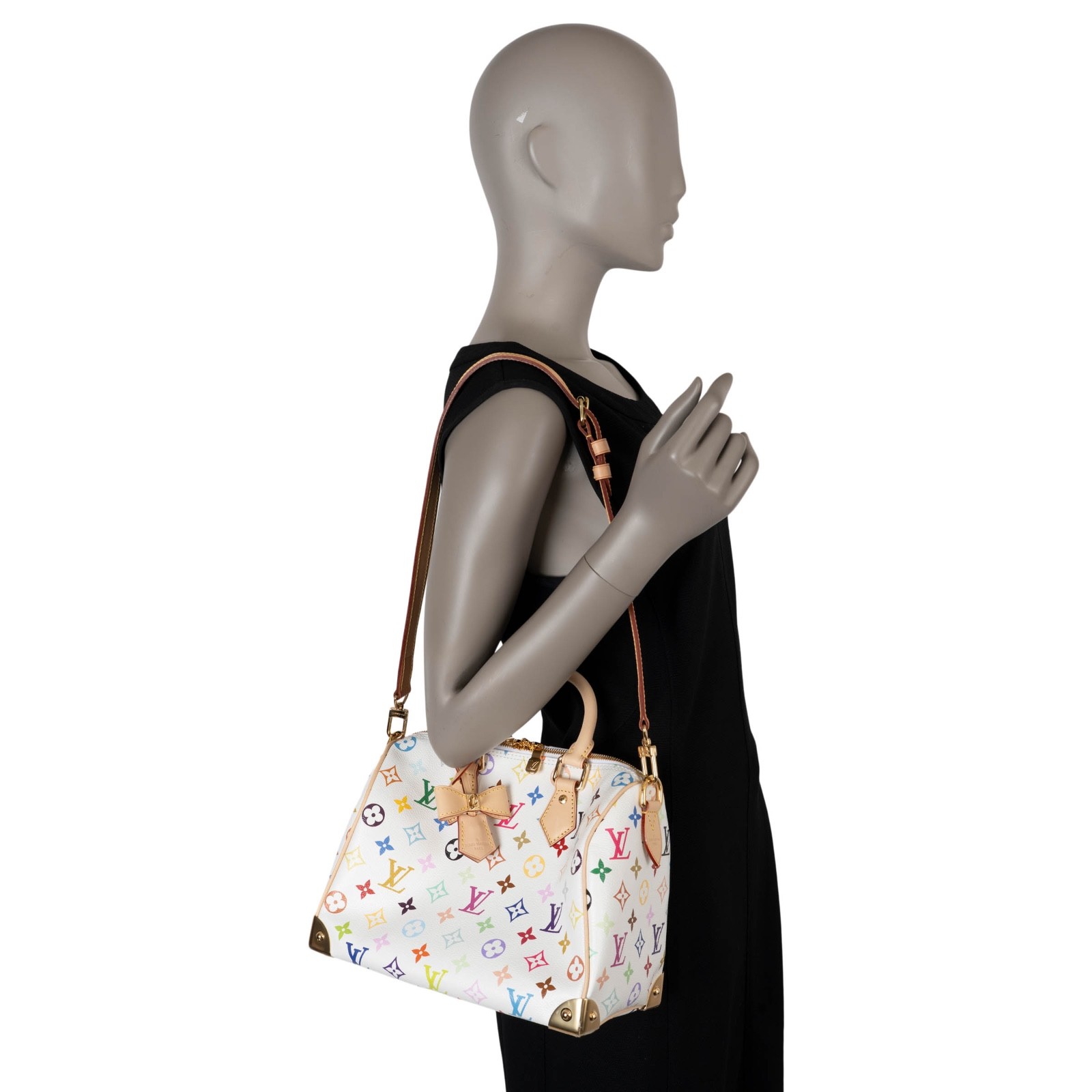 72708 auth LOUIS VUITTON x MURAKAMI white 2025 Monogram Multicolor SPEEDY 25 Bag image 8
