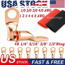 30/10PCS Battery Cable Ends with Heat Shrink Tubing Set Ring Terminals Connector