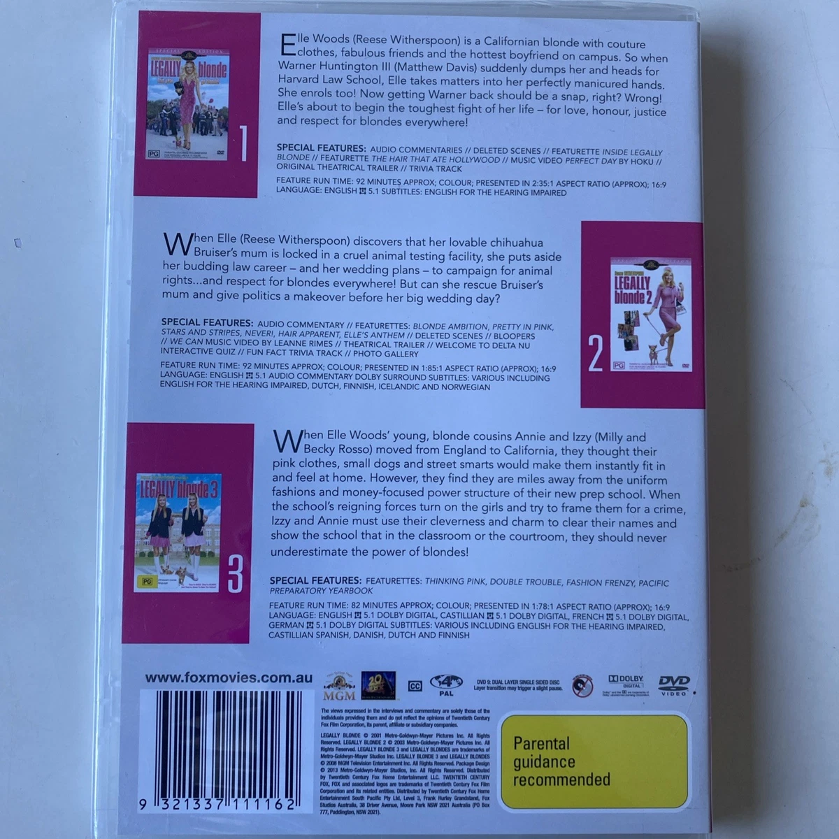 Legally Blonde Collection 1,2,3 (DVD) Region 4 **Brand New Sealed**