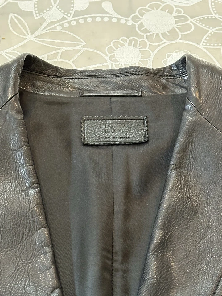 Prada Leather Blazer Jacket EU52/42 UK RRP £5k - Image 2 of 4