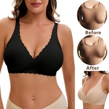 Womens Wireless Jelly Bra Full Coverage Push Up Bralettes Non Wired Smooth Bra