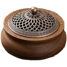 Walnut Wood Incense Holder with Fireproof Cotton Pad for Safe and Clean Use