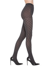 NWT Wolford Cotton Tights 90 Den Mixed Patterns Black Ash S 15037