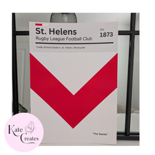 St Helens RLFC &ldquo;The Saints&rdquo;  Red V Design Art Print &ndash; A4 Glossy Rugby Poster