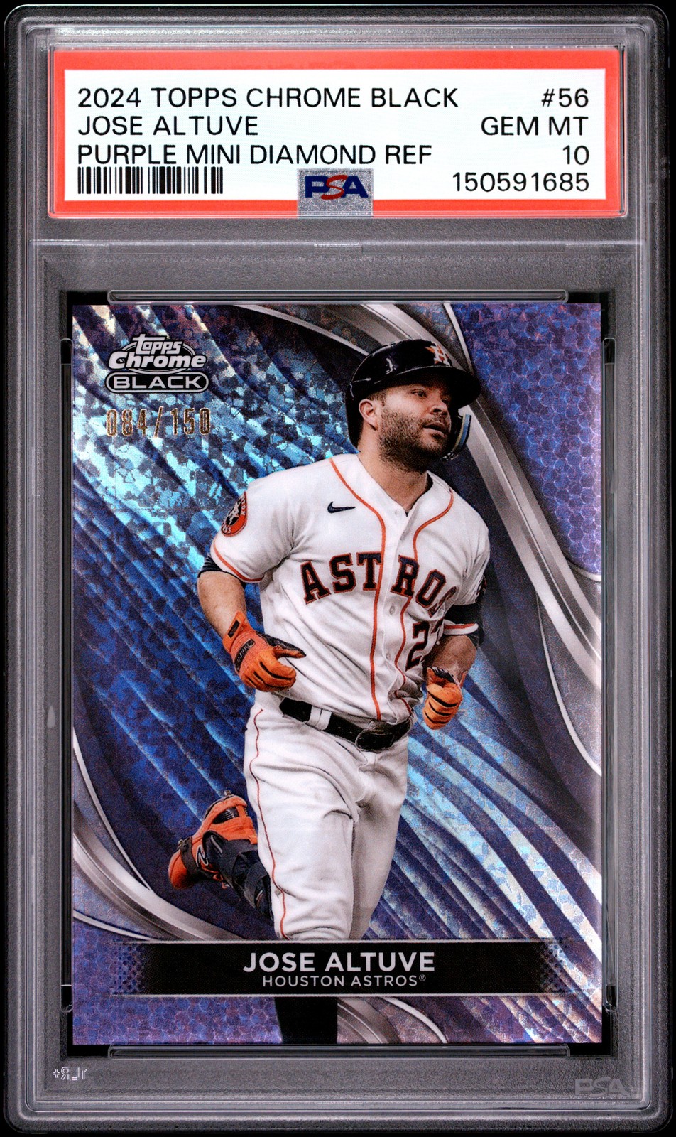 2024 TOPPS CHROME BLACK PURPLE MINI DIAMOND REFRACTOR JOSE ALTUVE 84/150 PSA 10 view 1