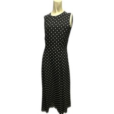 Cynthia Howie /Maggy Boutique Sleeveless w/beige Dots chiffon/Blk lined Sx10