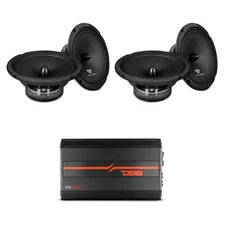 Black Diamond 6.5" Midrange Speakers + DS18 4-Channel Amplifier Bundle