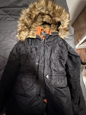 Alpha Industries Herren Parka schwarz M Kapuz...