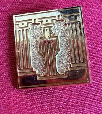 Vtg ACME Studio Frank Lloyd Wright Block II Gold Plated Brooch Pin Architect
