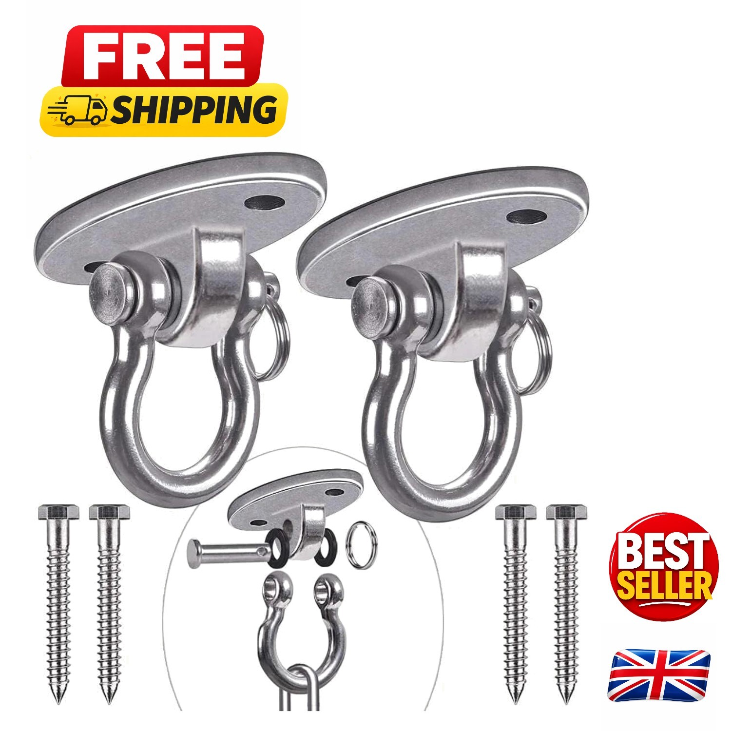 Heavy-Duty 1000lbs Swing Hangers - 180° Swivel Bracket for Indoor & Outdoor