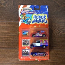 Matchbox AROUND THE WORLD HONOR AMERICA 3 Pack - Ford Van, PT Cruiser, 57 Vette