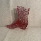 Vtg Fenton Daisy And Button Pink Glass Boot Figurine