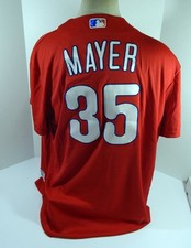 Philadelphia Phillies Gunner Mayer #35 Game Used Red Jersey BP Ext ST 2XL 2