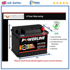 EFB Battery fits KIA PICANTO XCEED CEED NIRO SPORTAGE Stop Start 027 EFB
