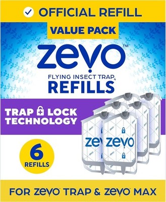 Zevo Flying Insect Trap Refill Cartridges -Easy to Use (6 Refill Cartridges)