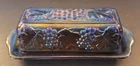 #1417 Vintage Indiana Glass Co. Blue Carnival Glass Harvest Grape  Butter Dish