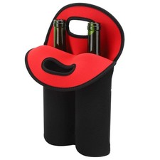 Neoprene Insulated 2 Bottle Hand Held Wine Carrier Tote Bag for 2 Bottles