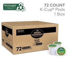 Green Mountain Half-Caff Medium Roast Keurig K-Cup Pods, 72ct Bulk, BB 7/27