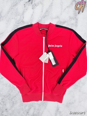Palm Angels Red/Black Striped Bomber Track Jacket Size Small (MSRP: $565.00)