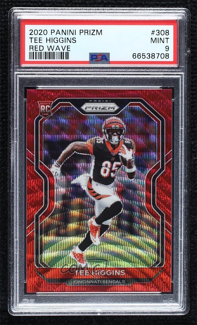2020 Panini Prizm Red Wave 32/149 Tee Higgins #308 PSA 9 MINT Rookie RC g6p