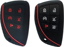 6 Buttons Silicone Smart Key Fob Cover Fit Black with Red  White