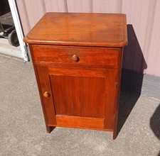 Antique Walnut One Door Wash Stand Commode with Drawer 1870s
