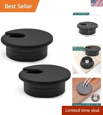 Durable 1-1/2 Inch Black Desk Cord Grommet - Pack of 2 for Wire Organization