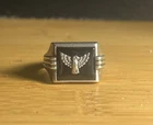 Vintage Avons Black Onyx Eagle Ring - Sterling Silver 925 Size 12