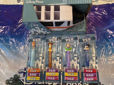 2024 Disney Parks Orange Monorail Pez Candy Dispenser Display W/ 4 Pez Dispenser