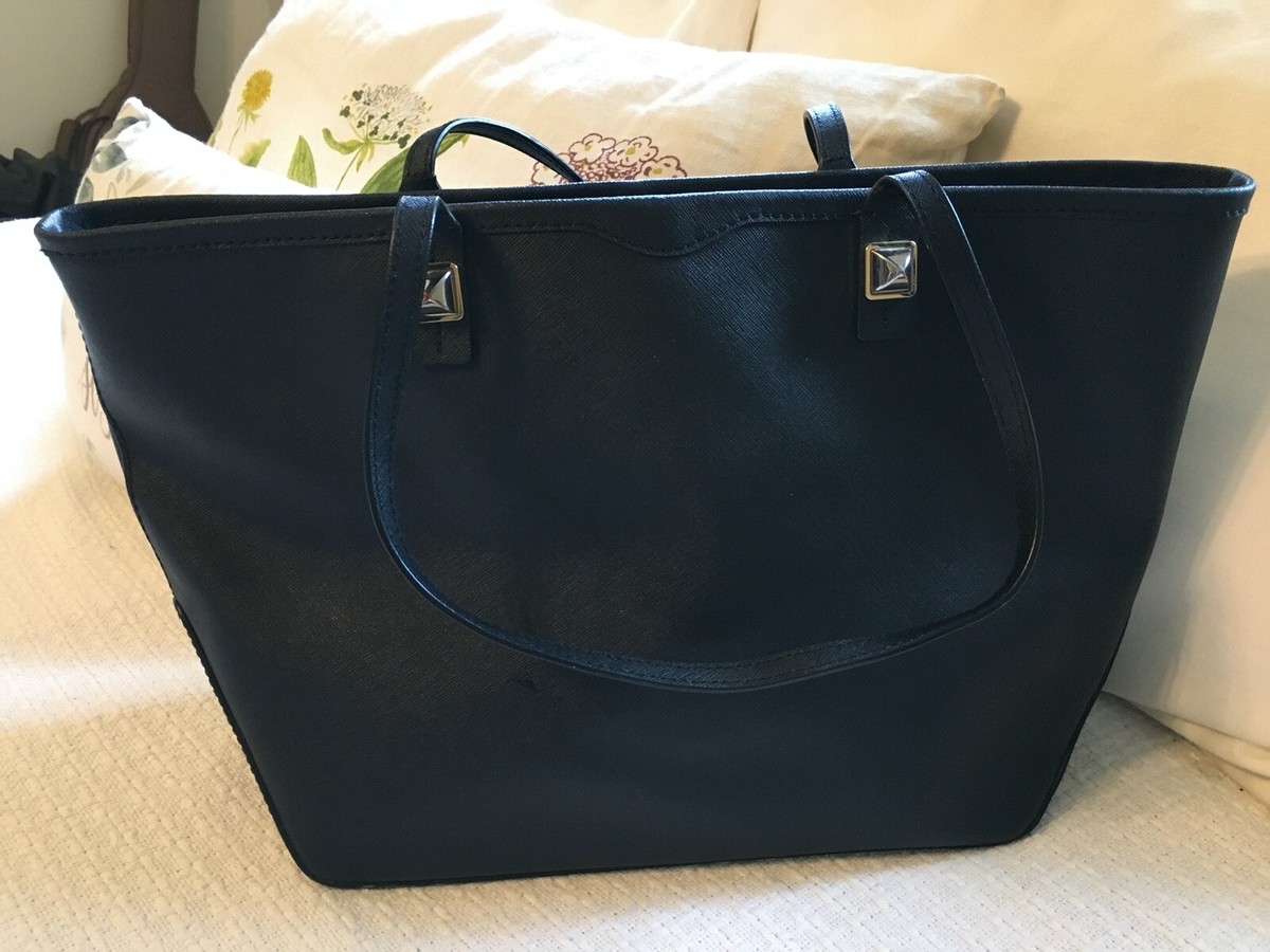 REBECCA MINKOFF Black PVC Crosshatch Medium Padded Laptop Tote Bag-VERY NICE