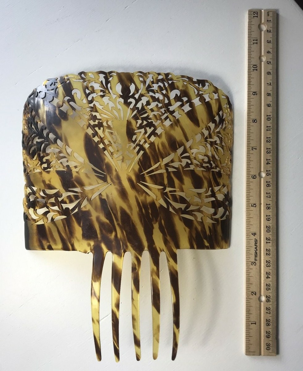 Spanish Mantilla Peineta Faux Tortoise Hair Comb Spanish Mantilla Peineta Comb Celluloid Faux Tortoise Shell  main image 2