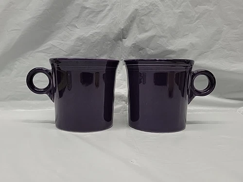 Fiesta Fiestaware Set of 2 Coffee Mugs Cups Dark Purple O Ring Handle #5094