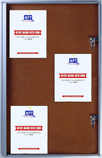 Lockable Indoor Cork Bulletin Board - 19x38 Silver Weatherproof Display