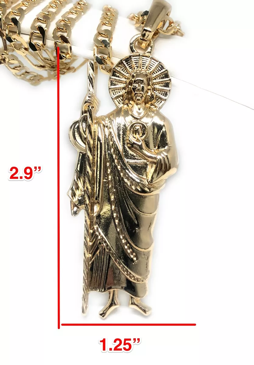 San Judas Tadeo Grande Gold P. Saint Jude Pendant Necklace 26