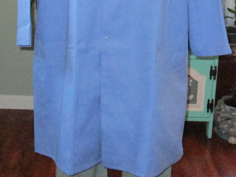 Best Medical L/S Lab Coat Gown Snaps & Side vents 44" Length Sizes L to 5X Blue - Image 4 of 4