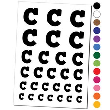 Letter C Uppercase Fun Bold Font Temporary Tattoo Water Resistant Set